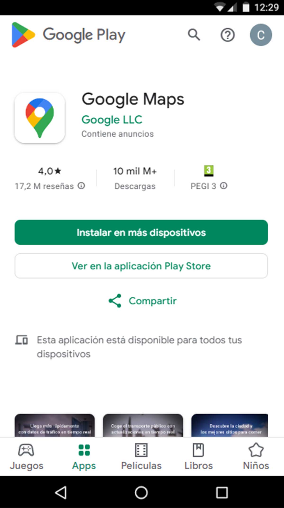 Aplicación de Google Maps.
