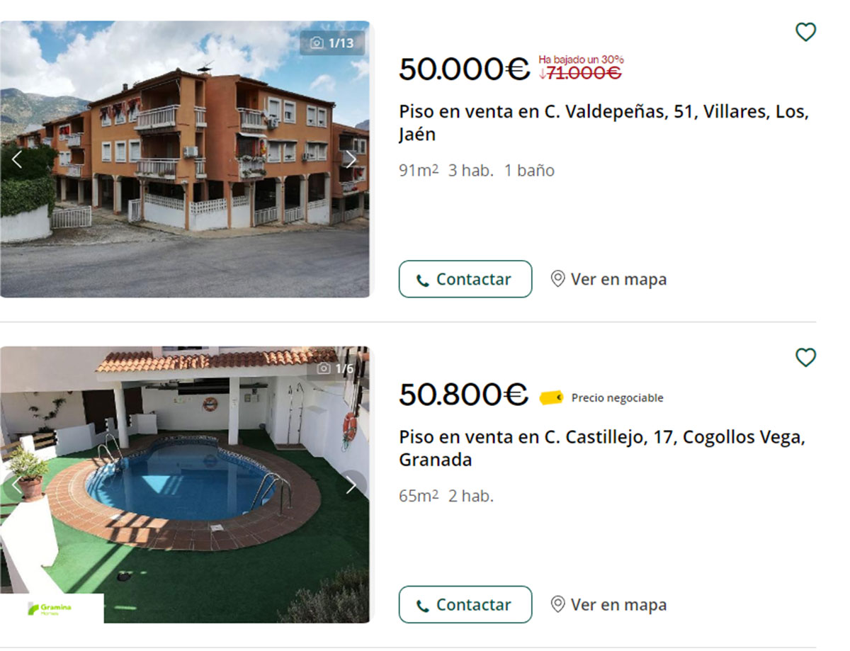 Pisos con piscina por 50.000 euros