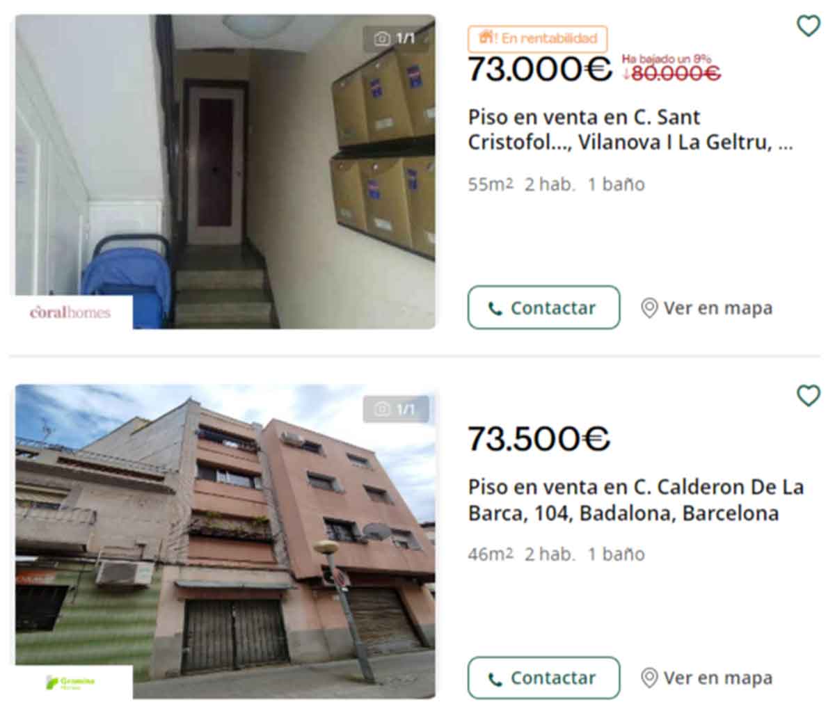 Piso en venta por 73.000 euros