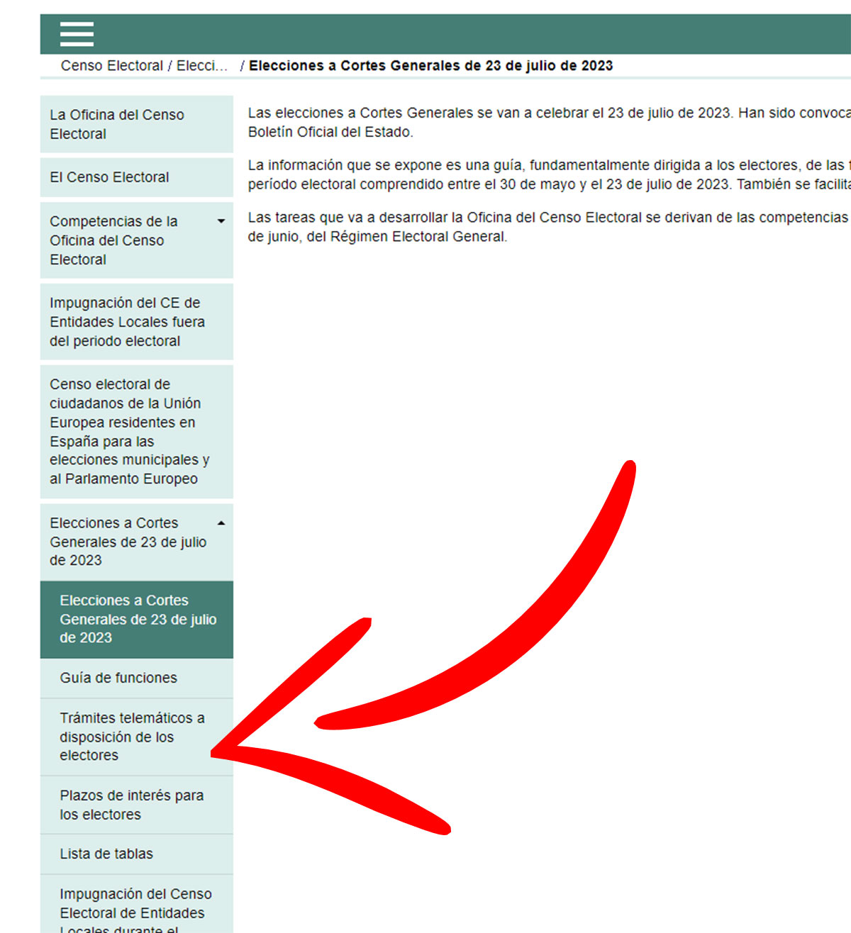 Seleccionar trámites telemáticos
