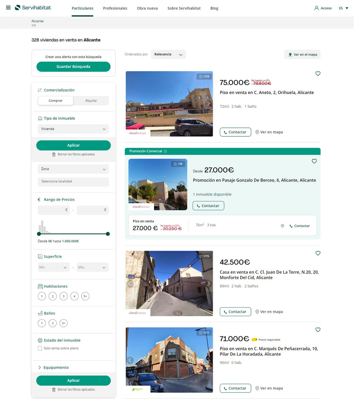 Catálogo de vivendas de Servihabitat