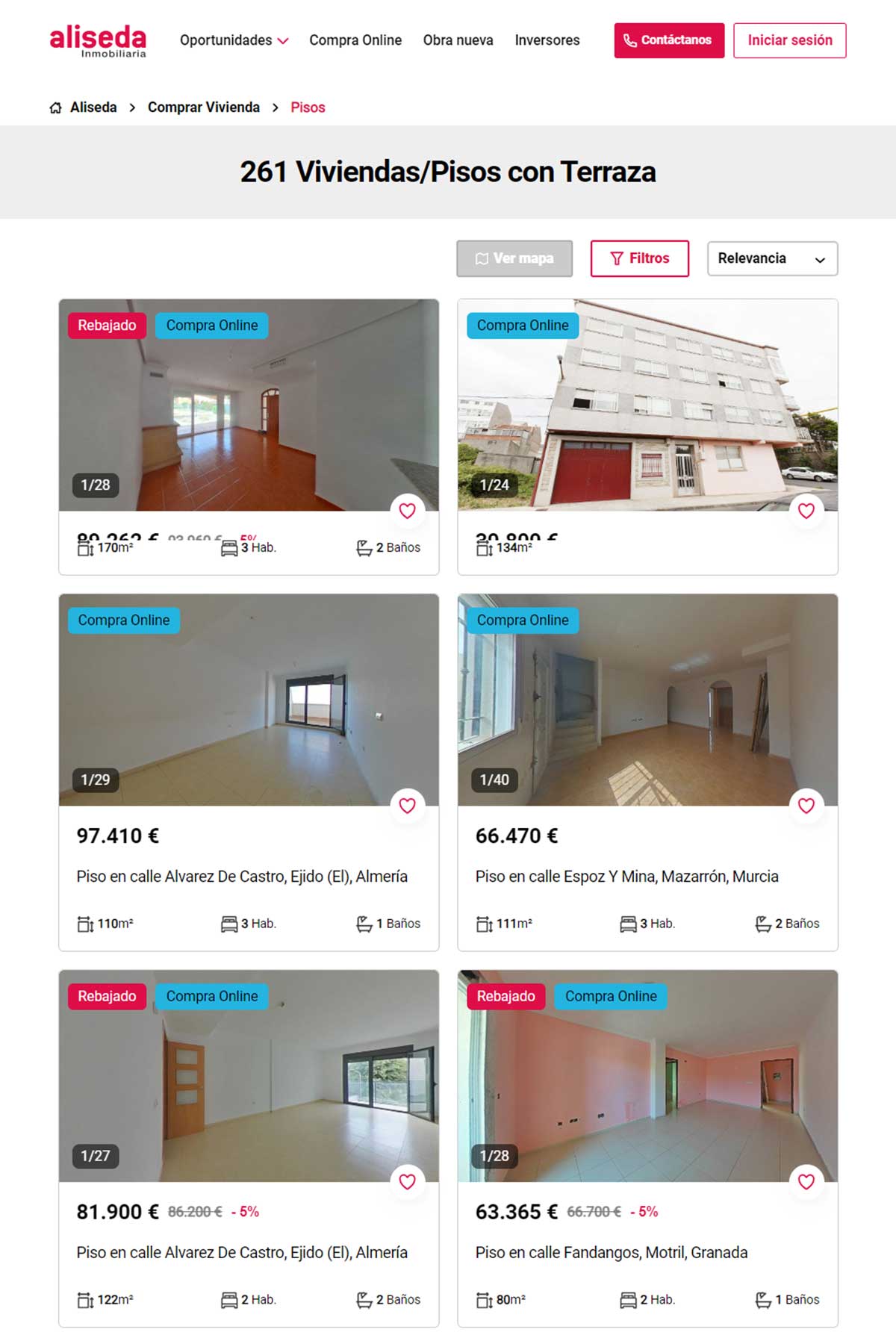 Catálogo de pisos con terraza en Aliseda