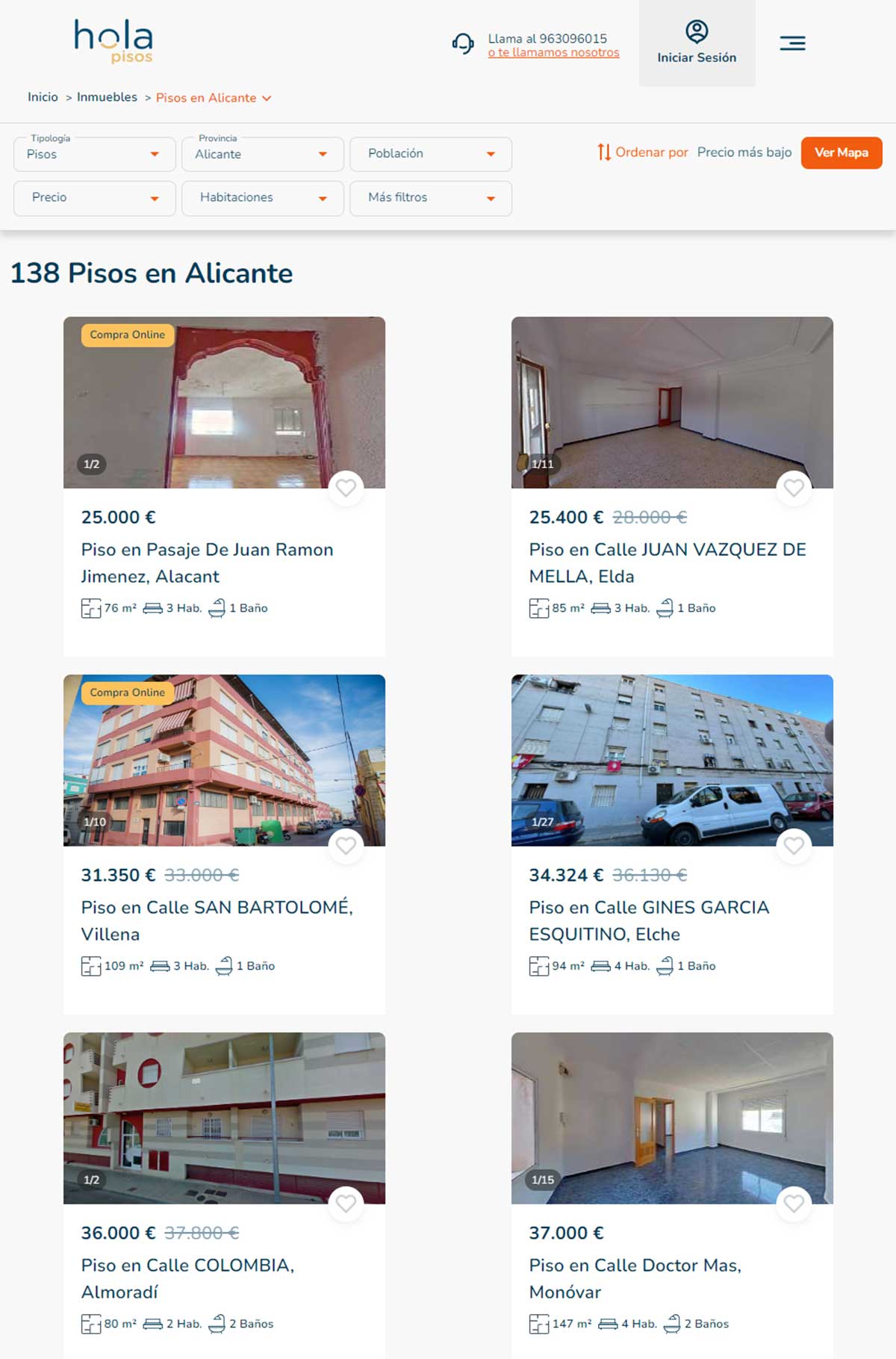 Catálogo de viviendas en Holapisos de Alicante