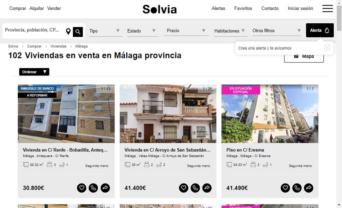 Catálogo de Solvia en Málaga