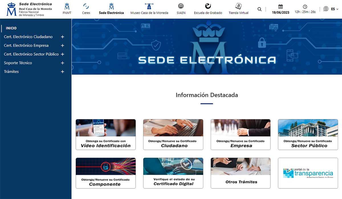 Sede electrónica FNMT