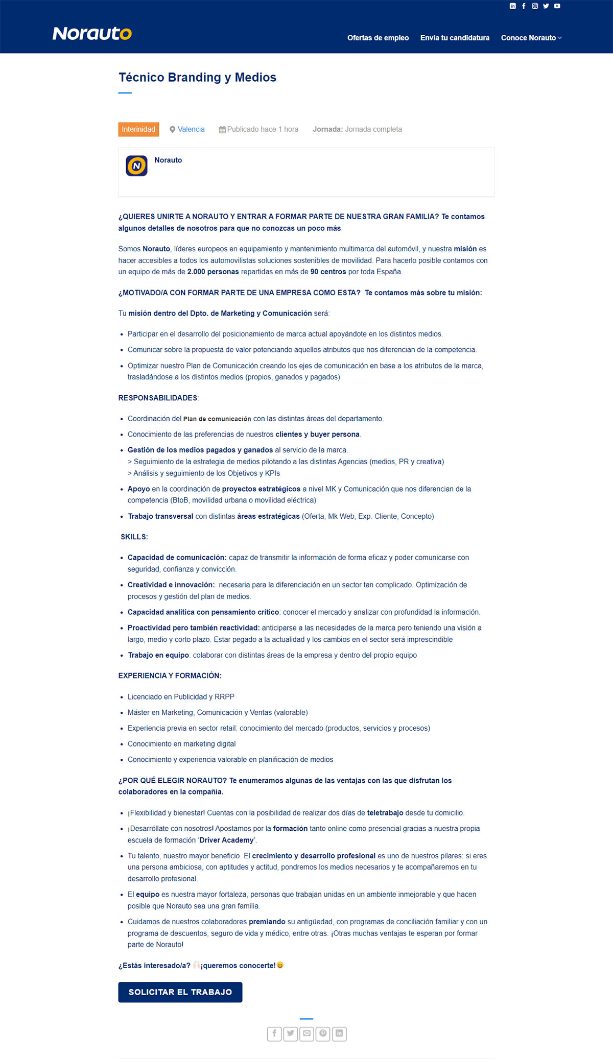 Descripción de oferta