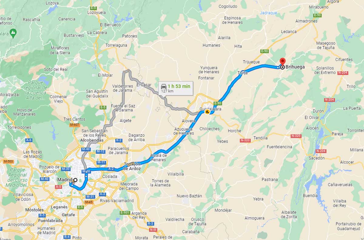 Mapa para llegar a Brihuega.