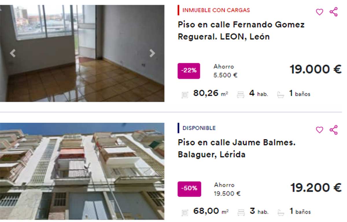 Pisos a la venta por 19.000 euros