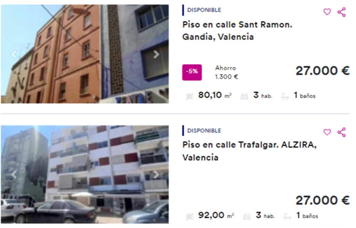 Pisos a la venta por 27.000 euros