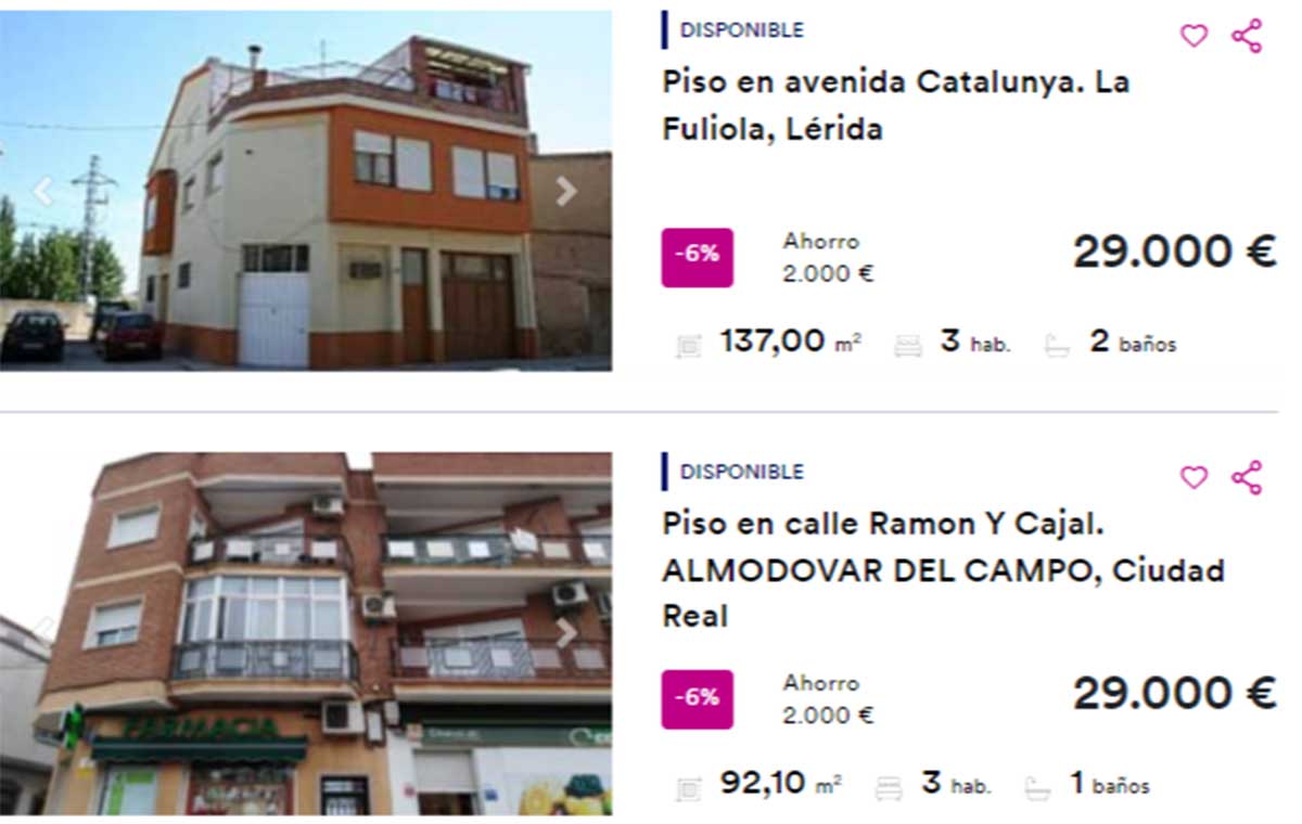 Pisos a la venta por 29.000 euros