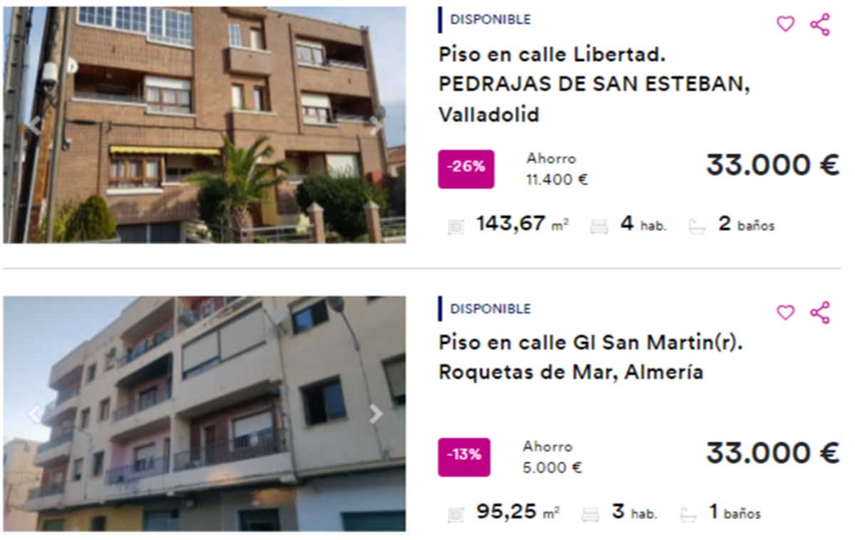 Pisos a la venta por 33.000 euros