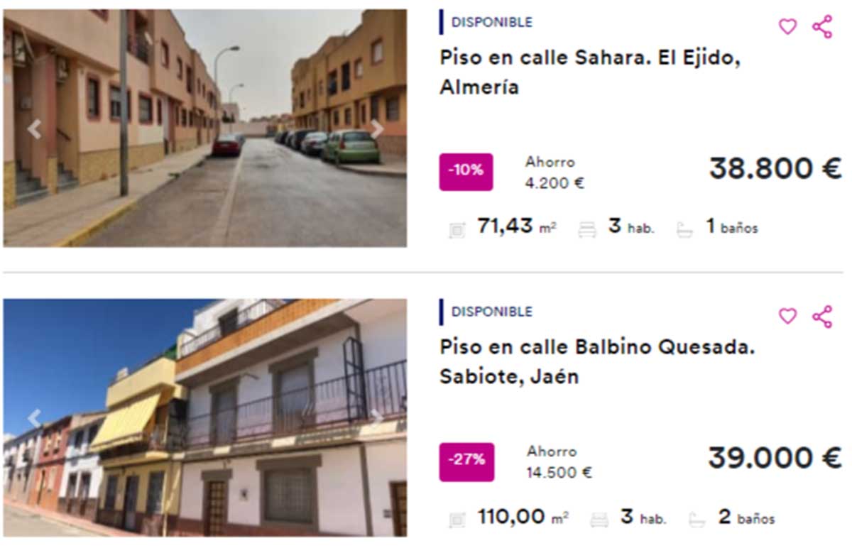 Pisos a la venta por 39.000 euros