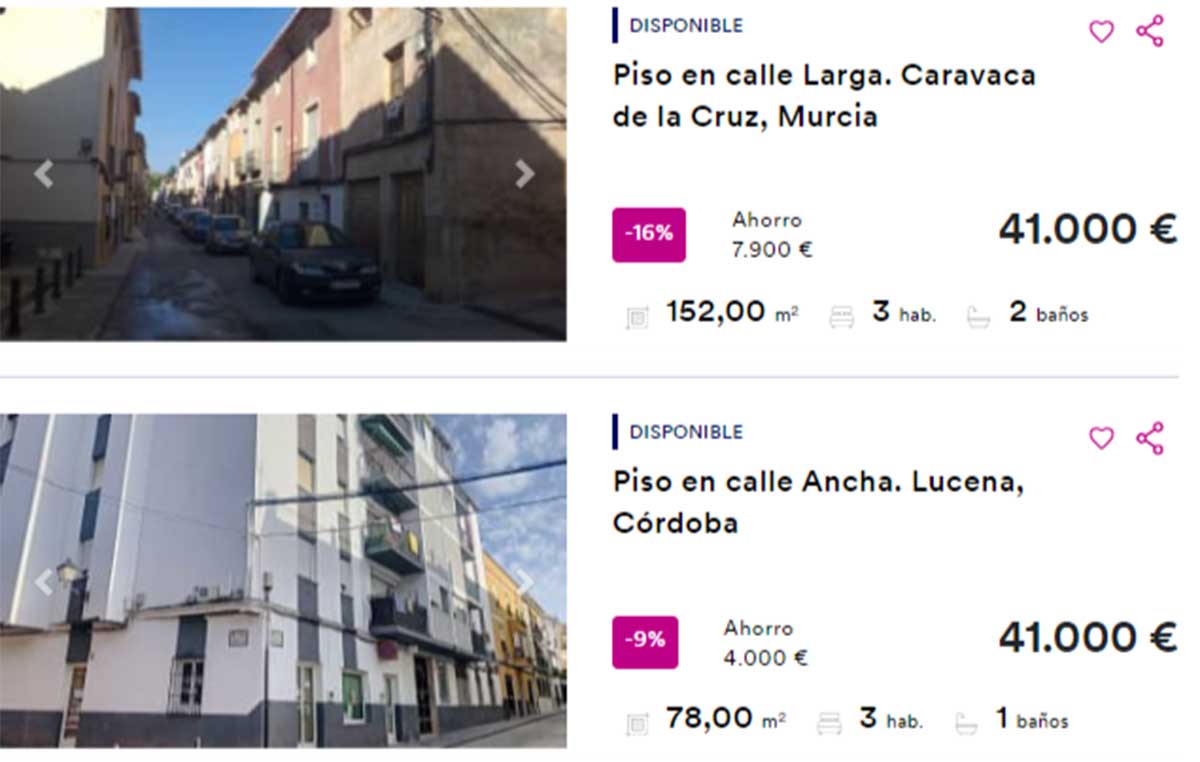 Pisos a la venta por 41.000 euros