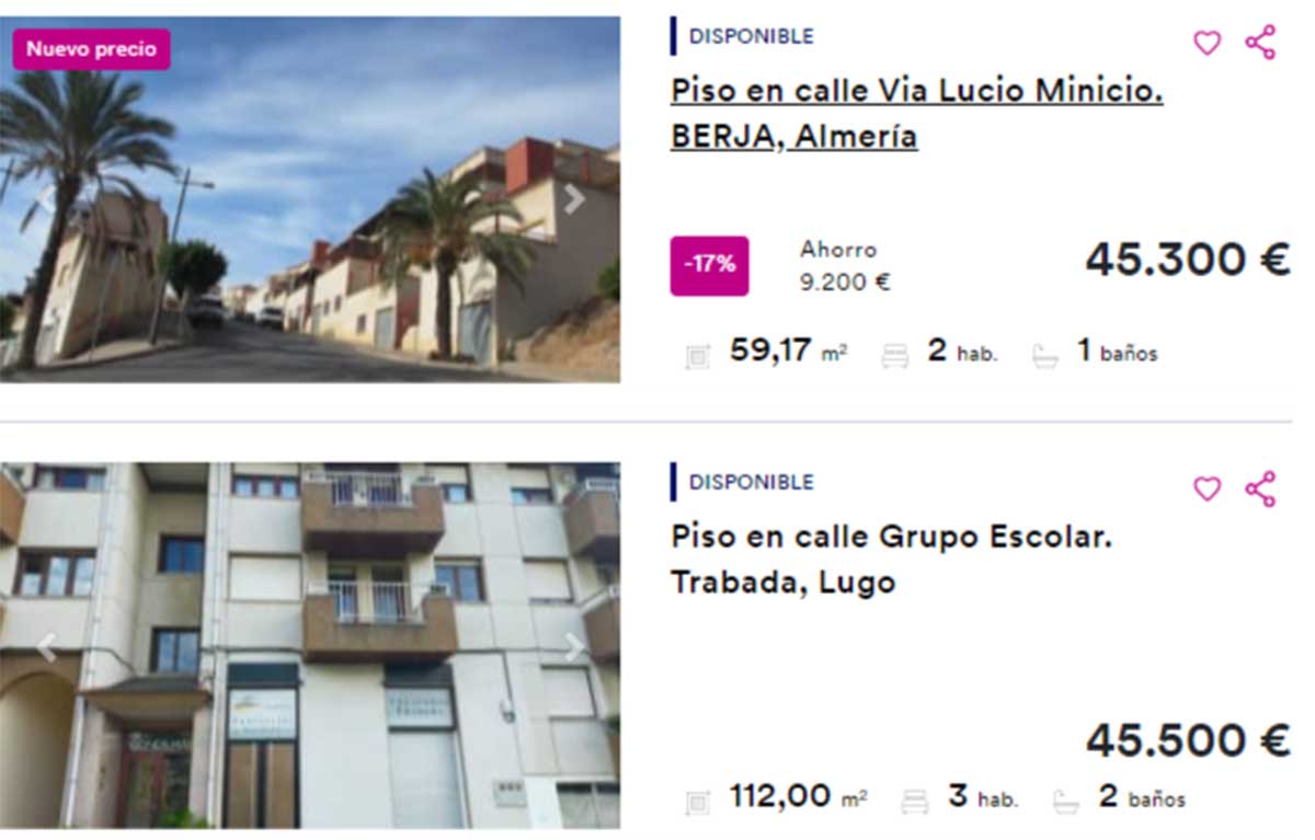 Pisos a la venta por 45.000 euros