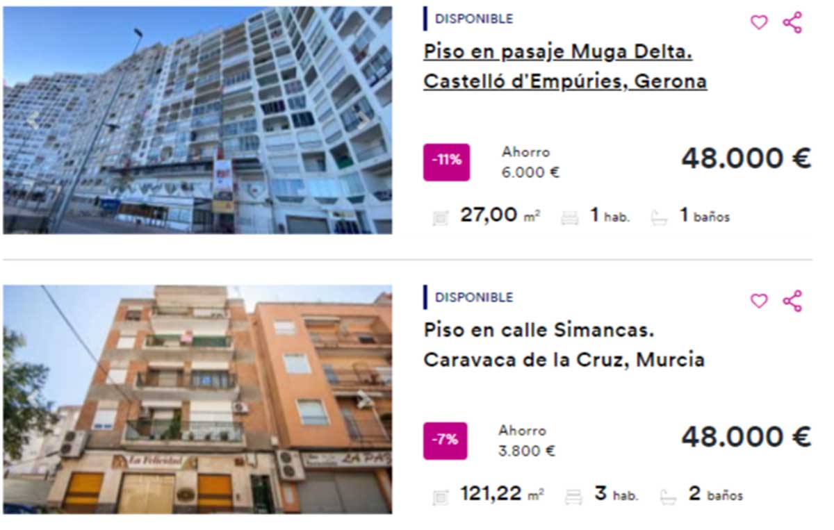 Pisos a la venta por 48.000 euros
