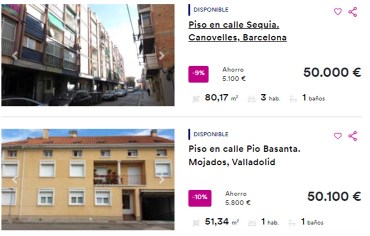 Pisos a la venta por 50.000 euros
