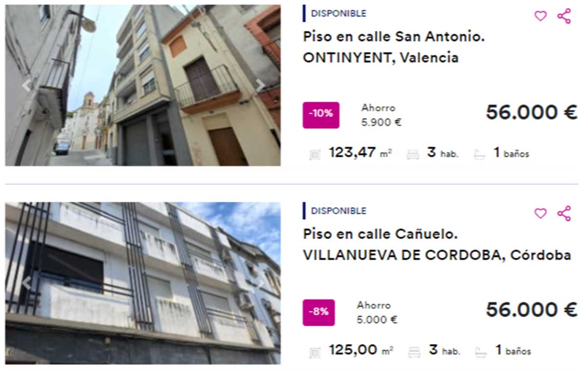 Pisos a la venta por menos de 60.000 euros