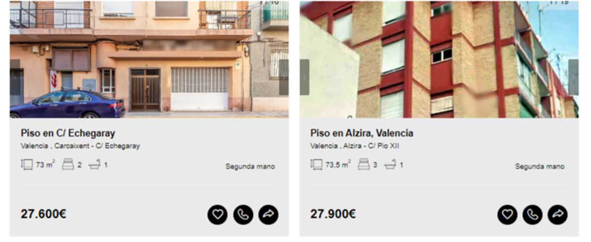 Pisos a la venta en Valencia por 27.000 euros