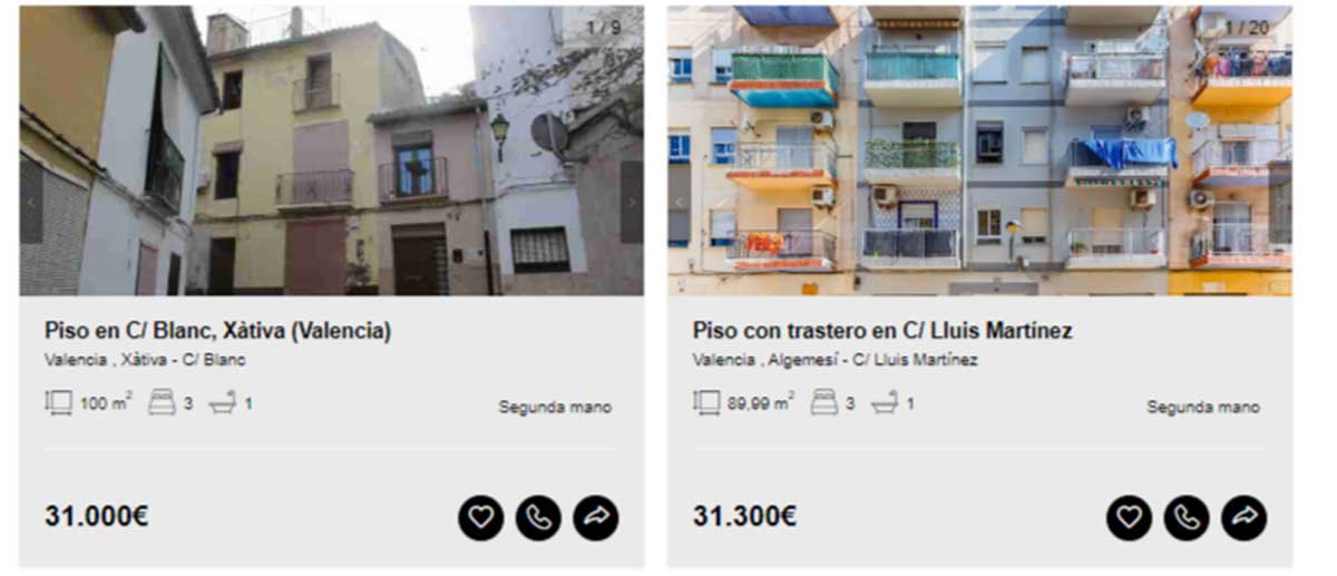 Pisos a la venta en Valencia por 31.000 euros