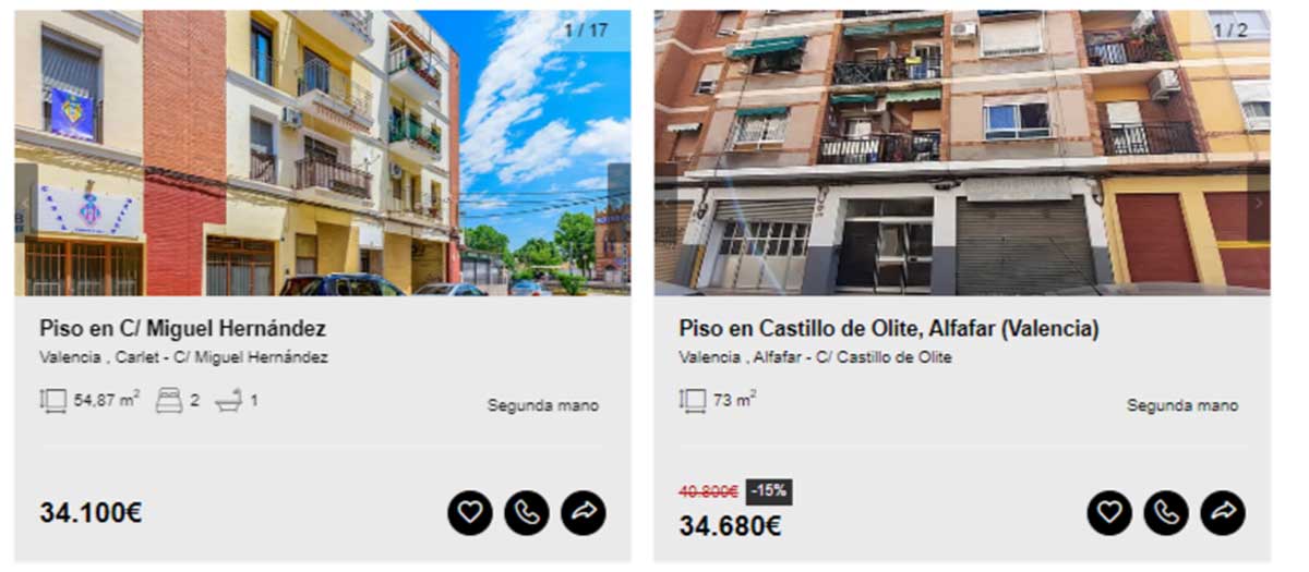 Pisos a la venta en Valencia por 34.000 euros