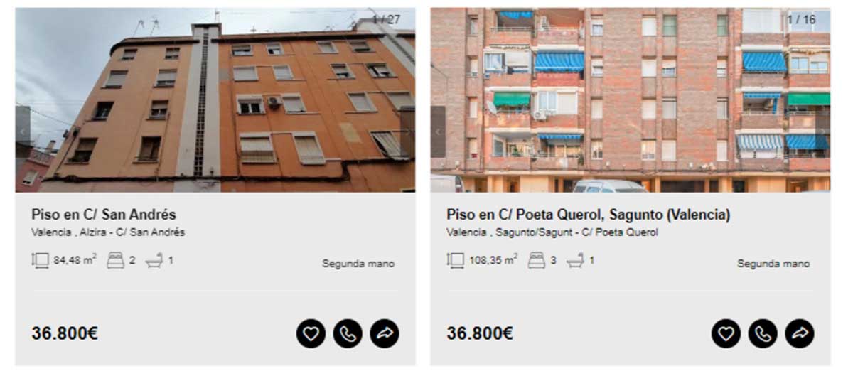 Pisos a la venta en Valencia por 36.000 euros