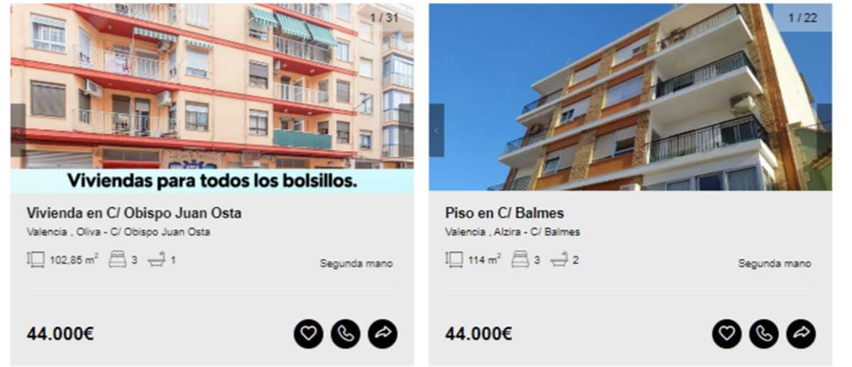 Pisos a la venta en Valencia por 44.000 euros