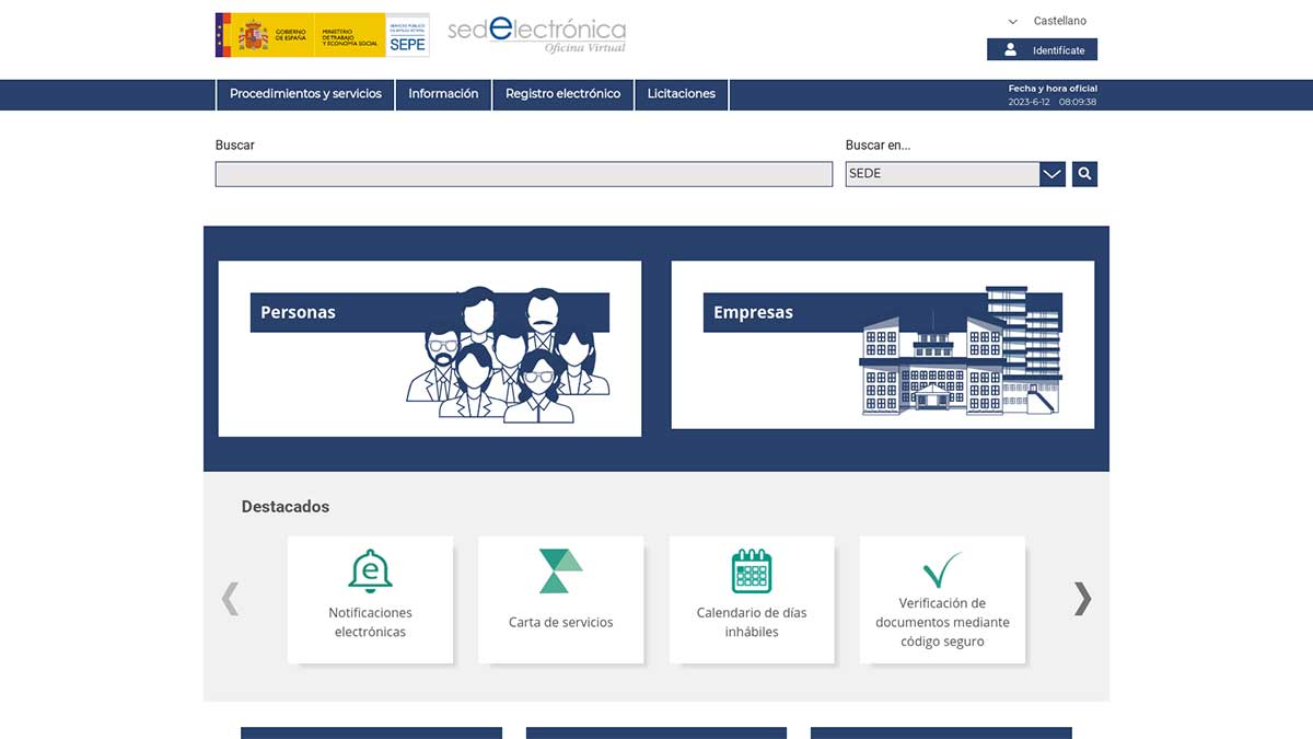 Sede electrónica SEPE