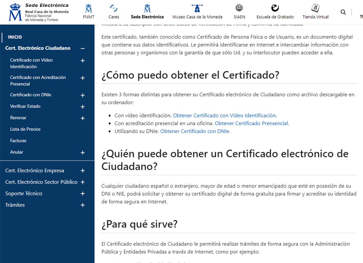 Obtener el certificado digital
