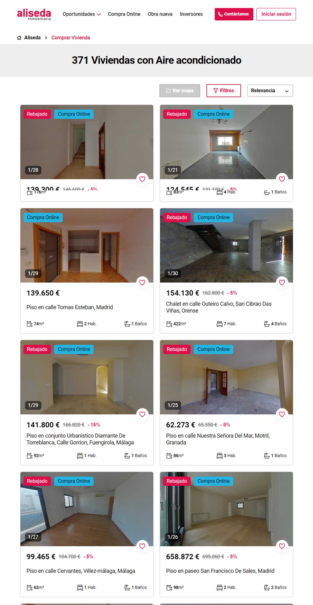 Catálogo de pisos de Aliseda con aire acondicionado