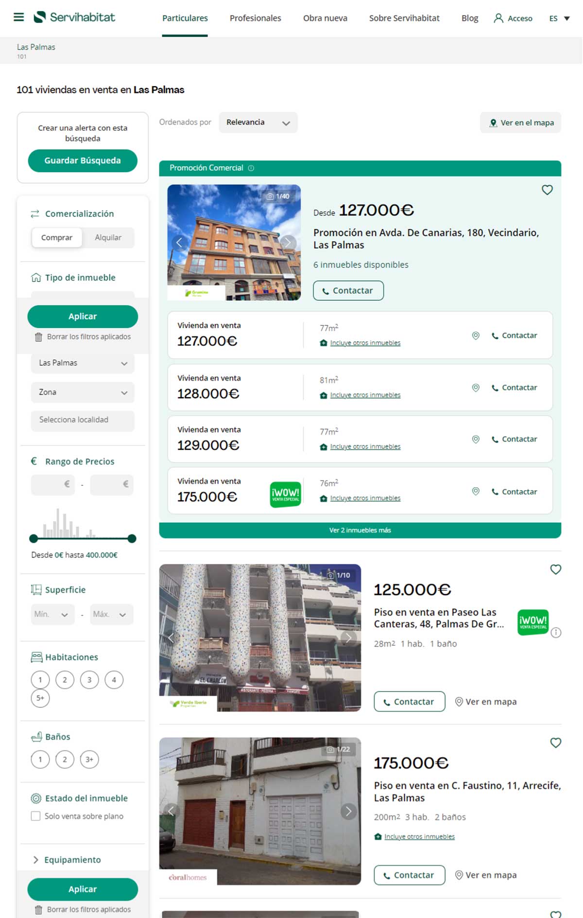 Catálogo de pisos en Servihabitat