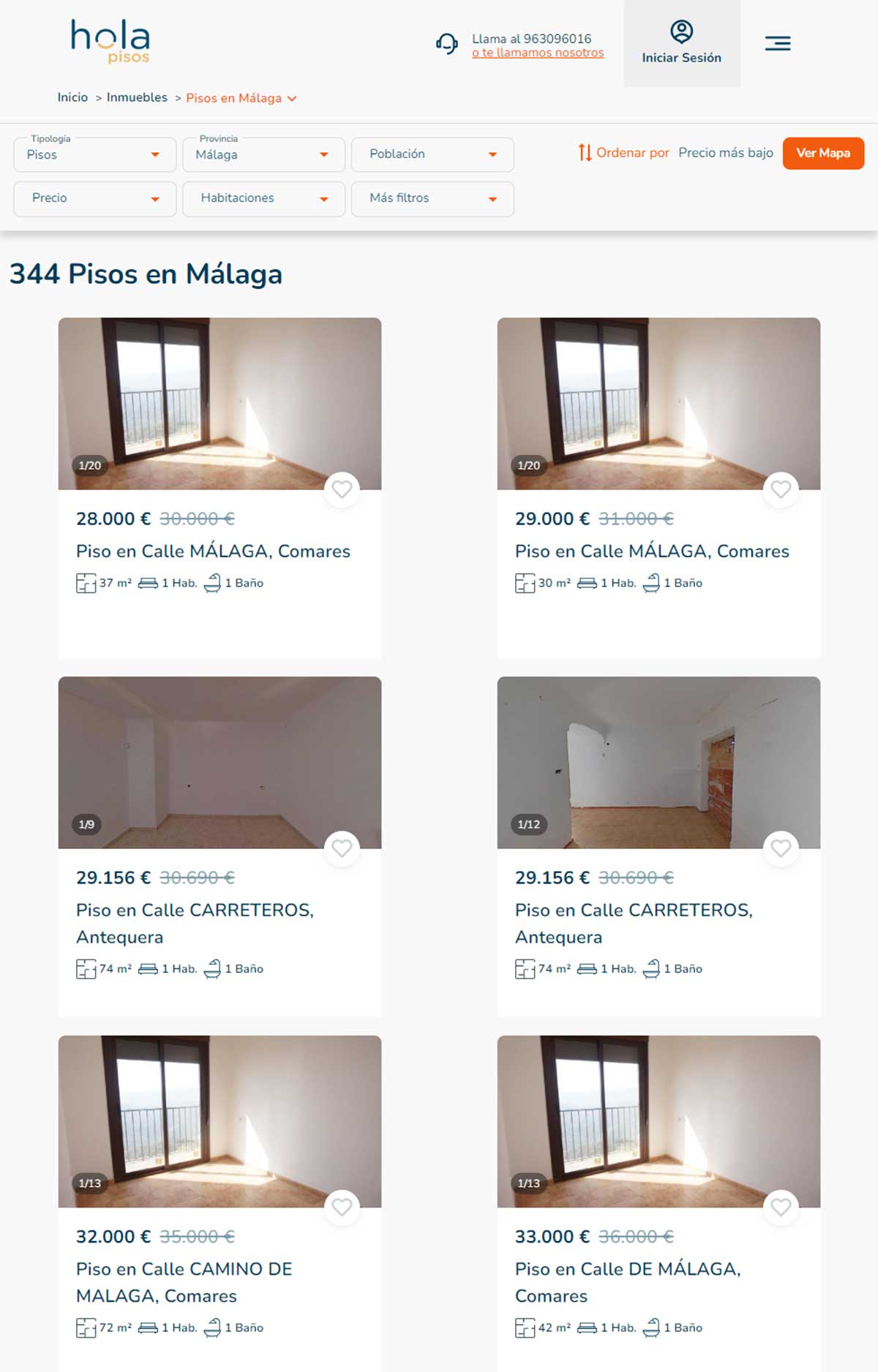 Catálogo de pisos en Málaga