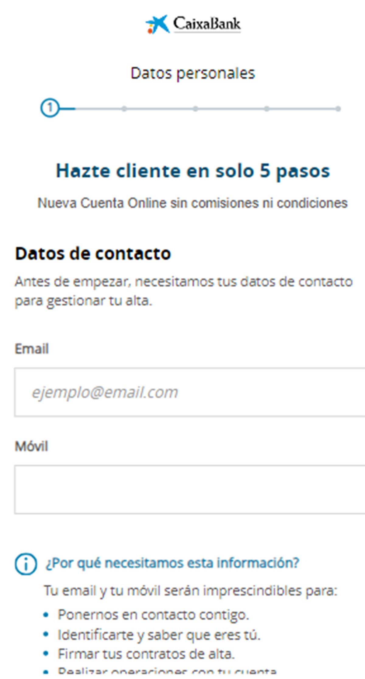 Cliente en cinco pasos de CaixaBank