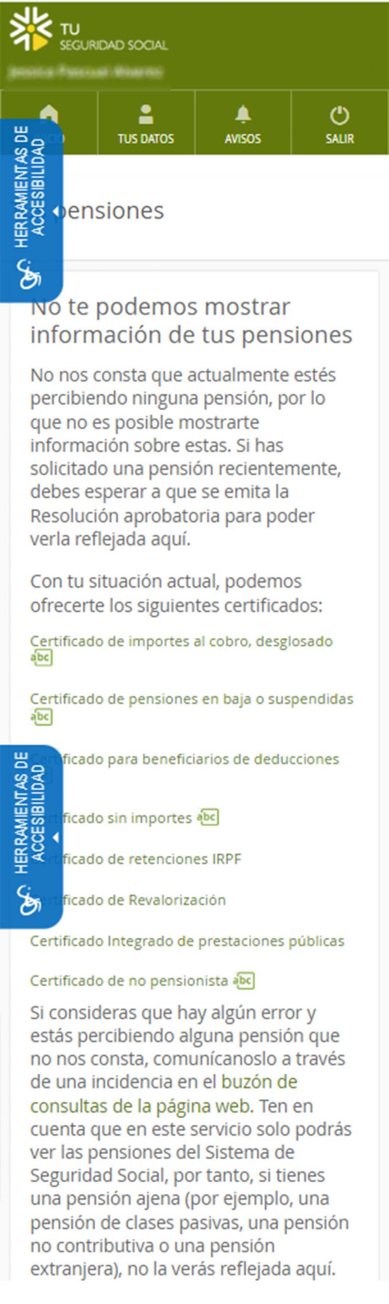 Certificado de pensiones