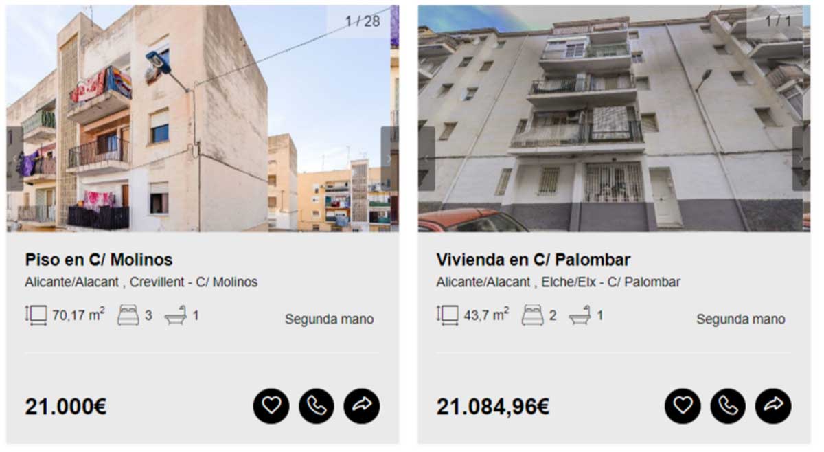 Pisos a la venta en Alicante por 21.000 euros