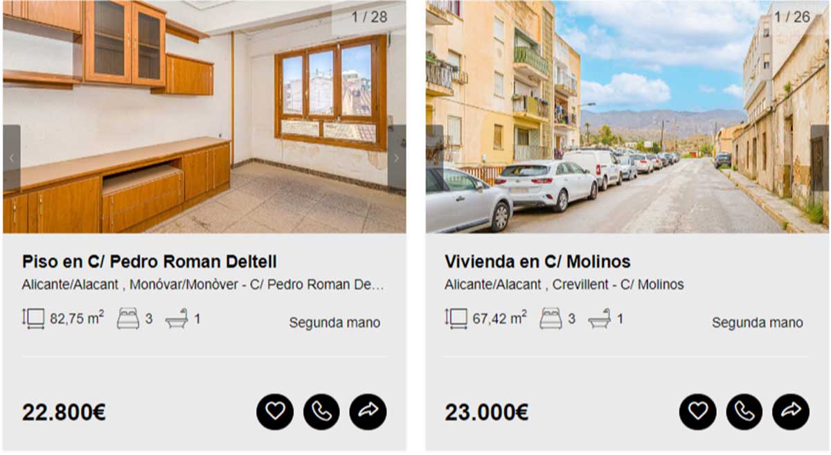 Pisos a la venta en Alicante por 23.000 euros