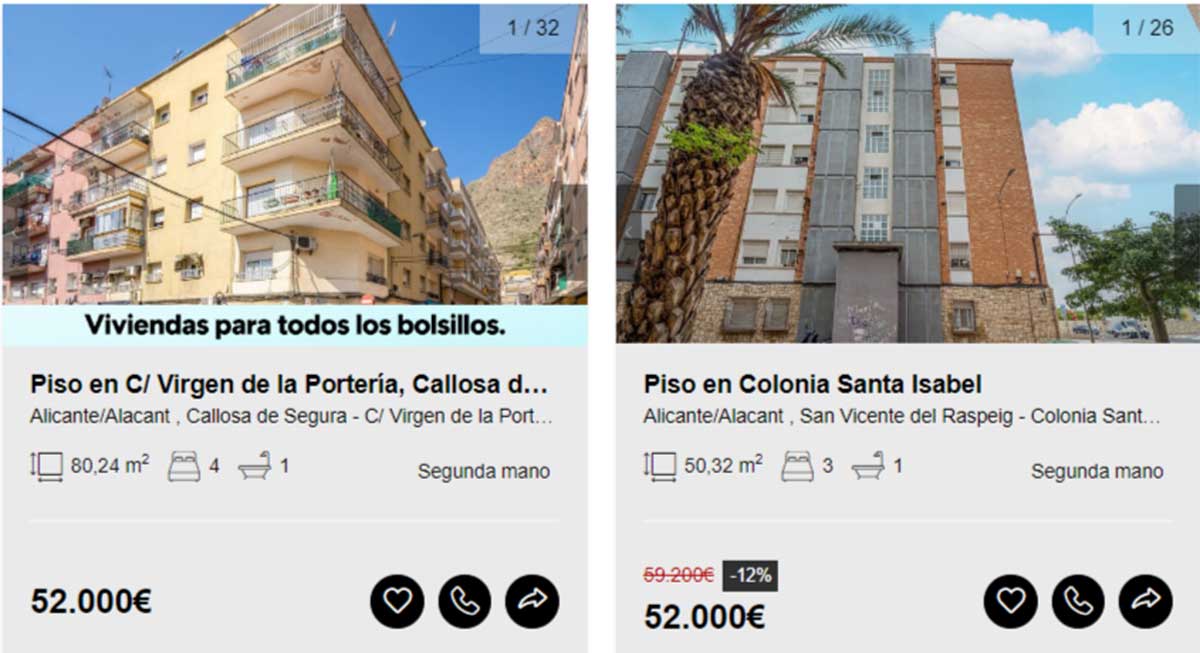 Pisos a la venta en Alicante por 52.000 euros