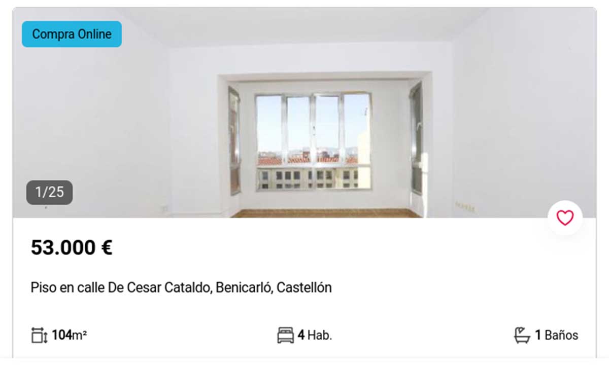 Piso en venta en Castellón por menos de 54.000 euros
