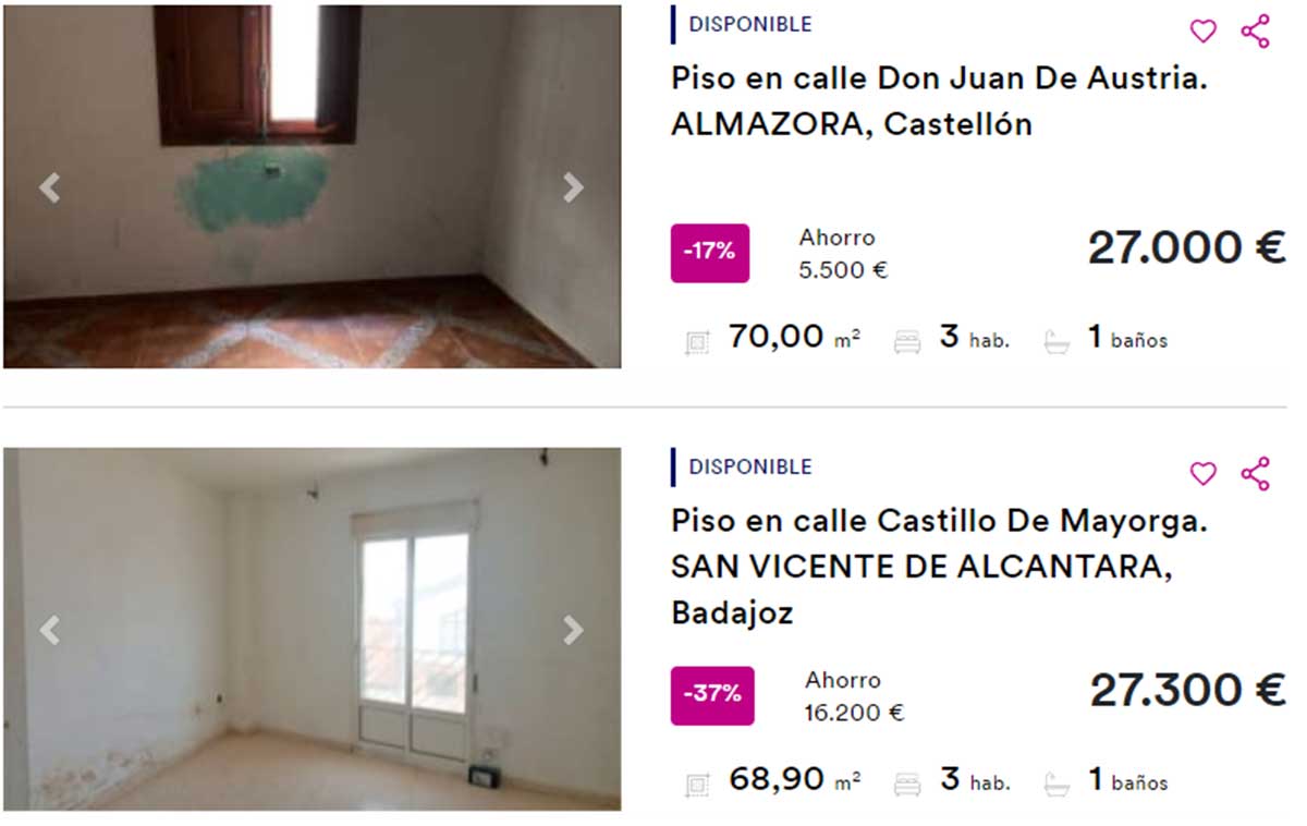 Pisos de BBVA por 27.000 euros