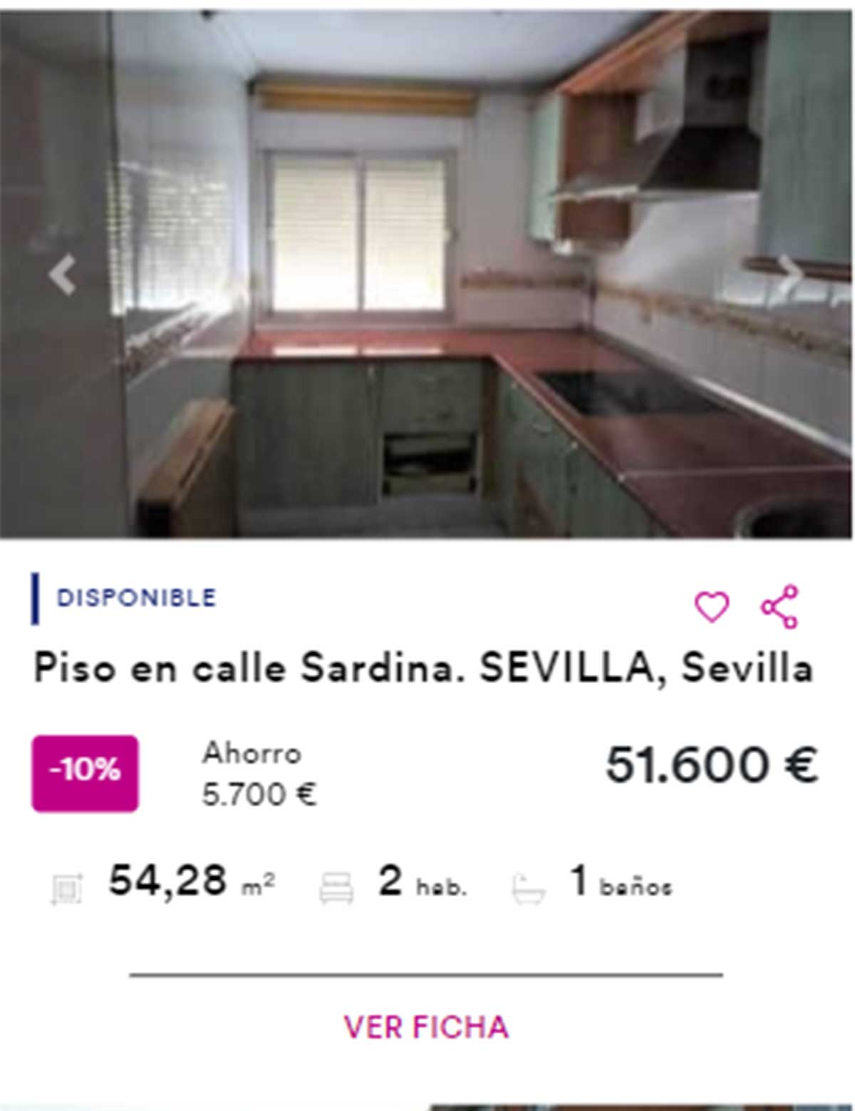 Piso en venta en BBVA por 51.600 euros