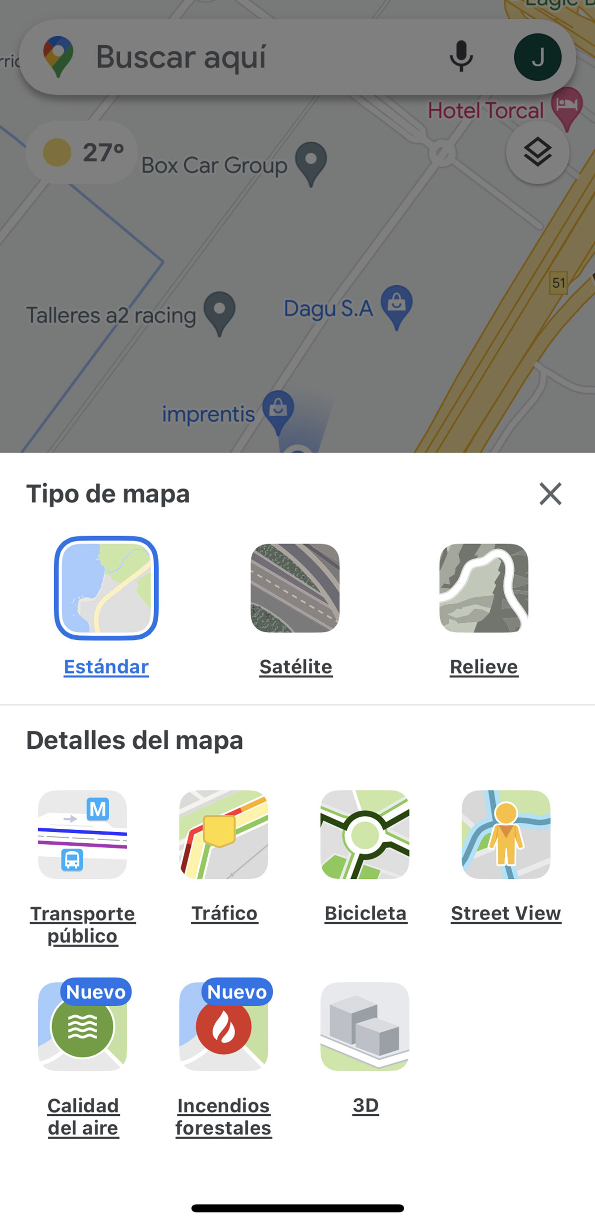 Sección de transporte público