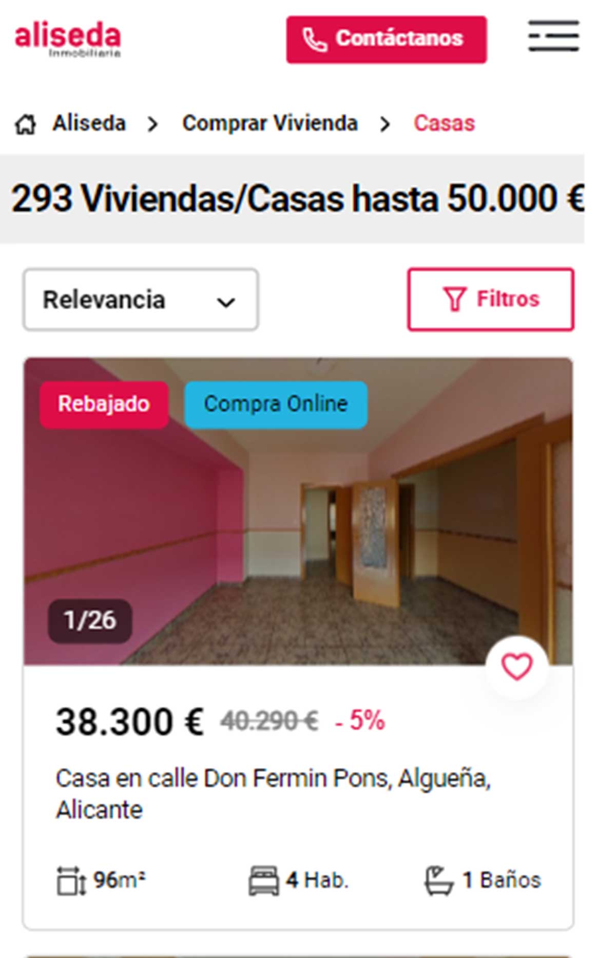 Catálogo de casas en Aliseda