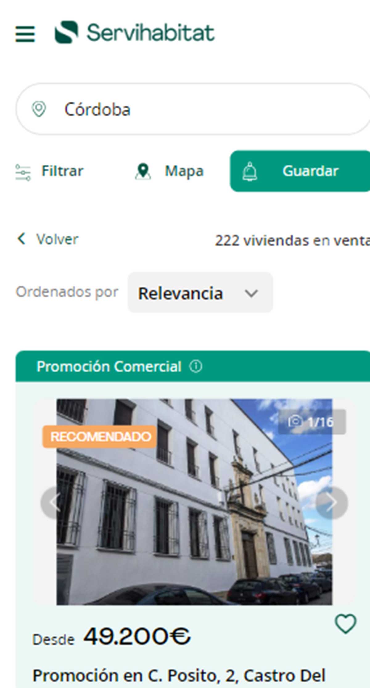Catálogo de pisos de Servihabitat