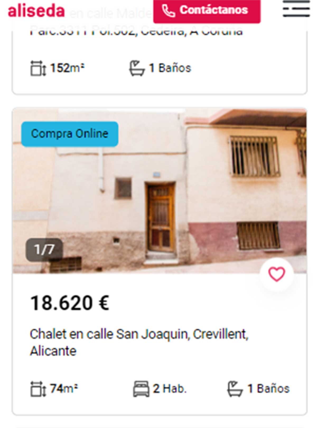 Chalet en venta por 18.000 euros