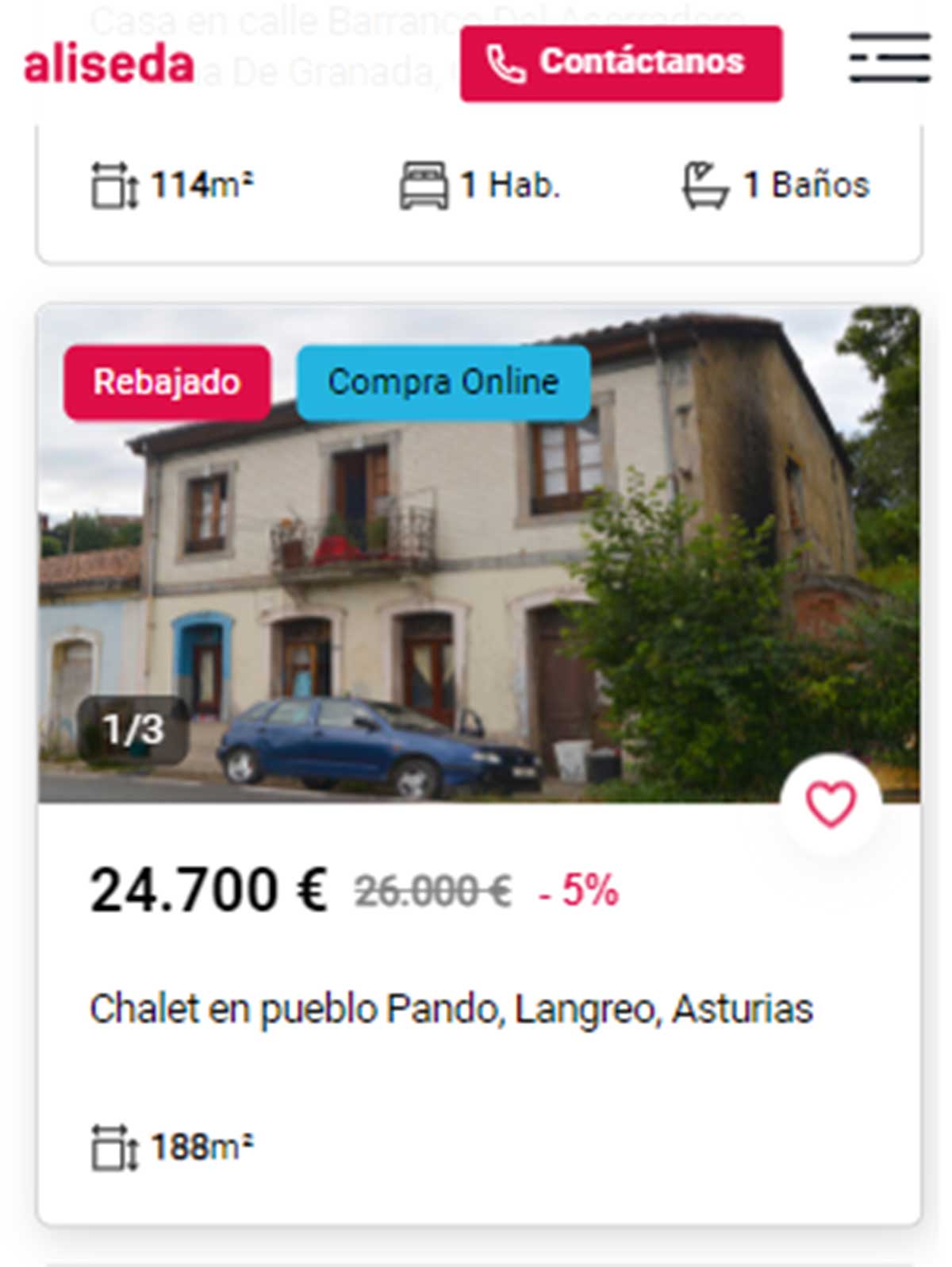 Chalet en venta por 24.700 euros