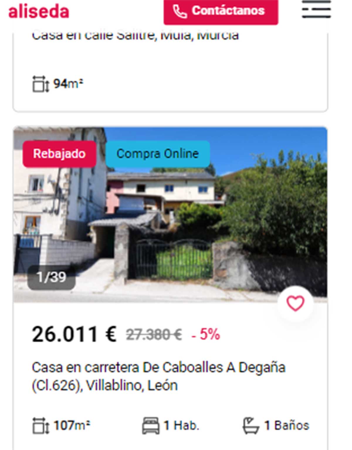 Chalet en venta por 26.000 euros