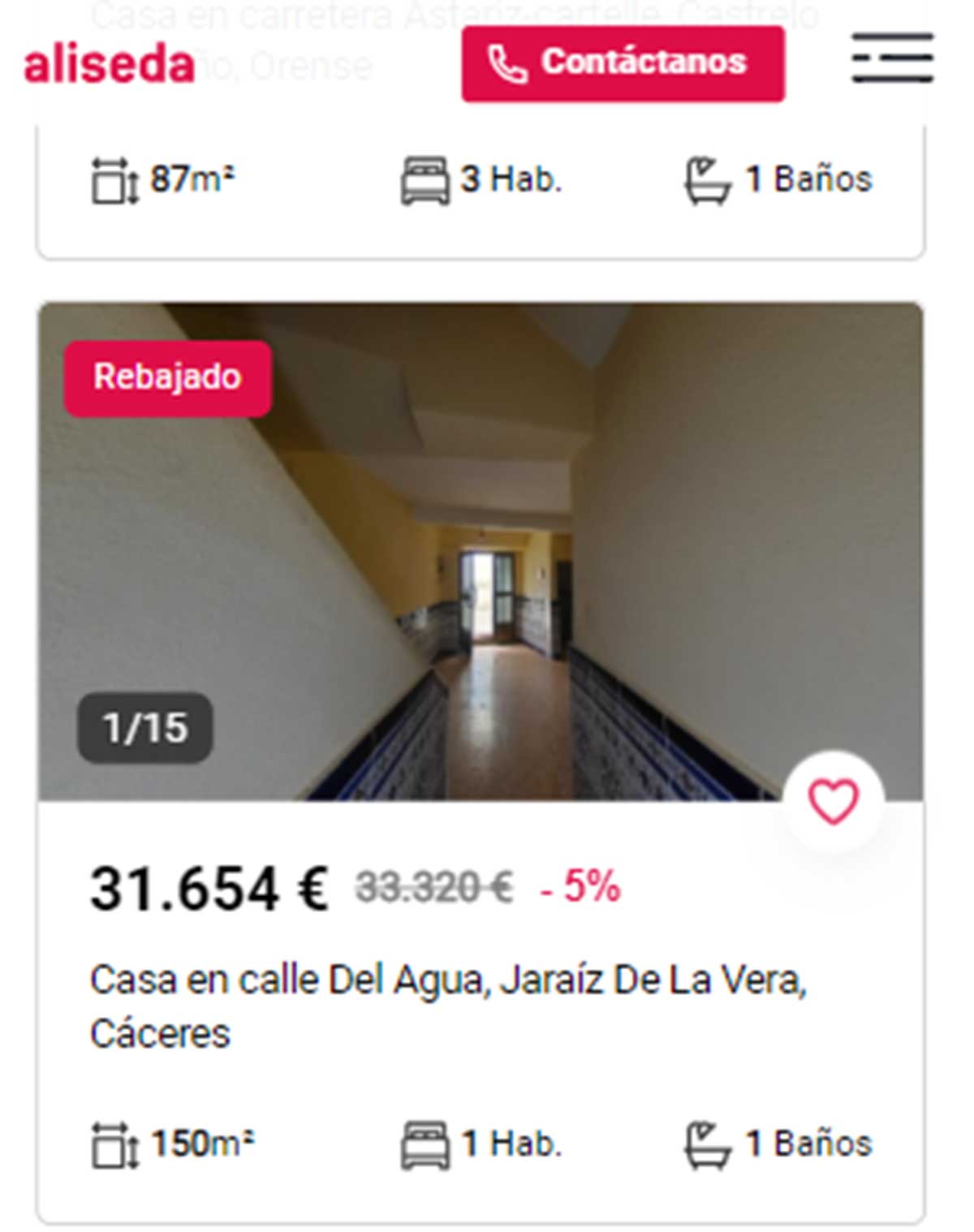 Chalet en venta por 31.000 euros