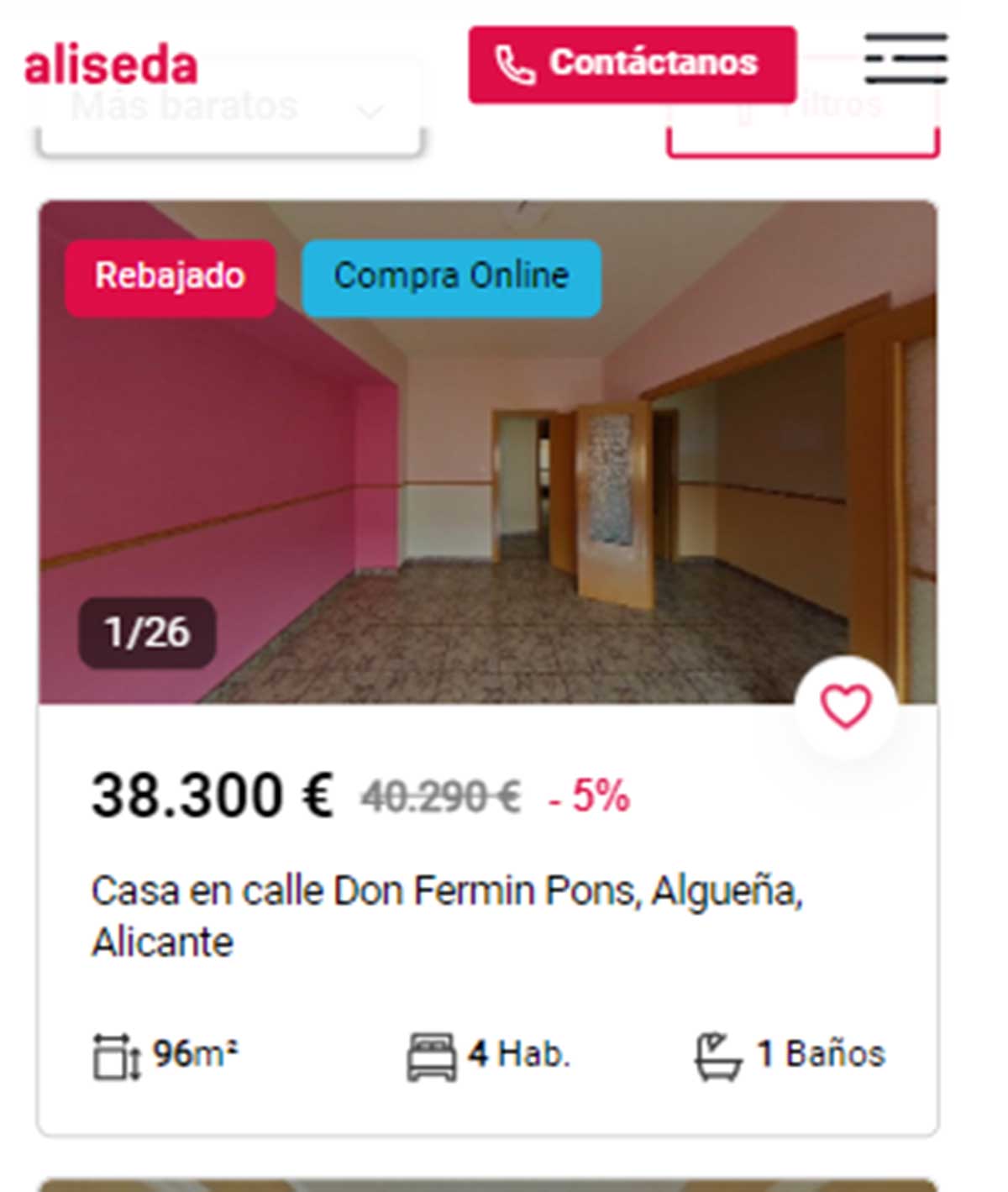 Chalet en venta por 38.000 euros
