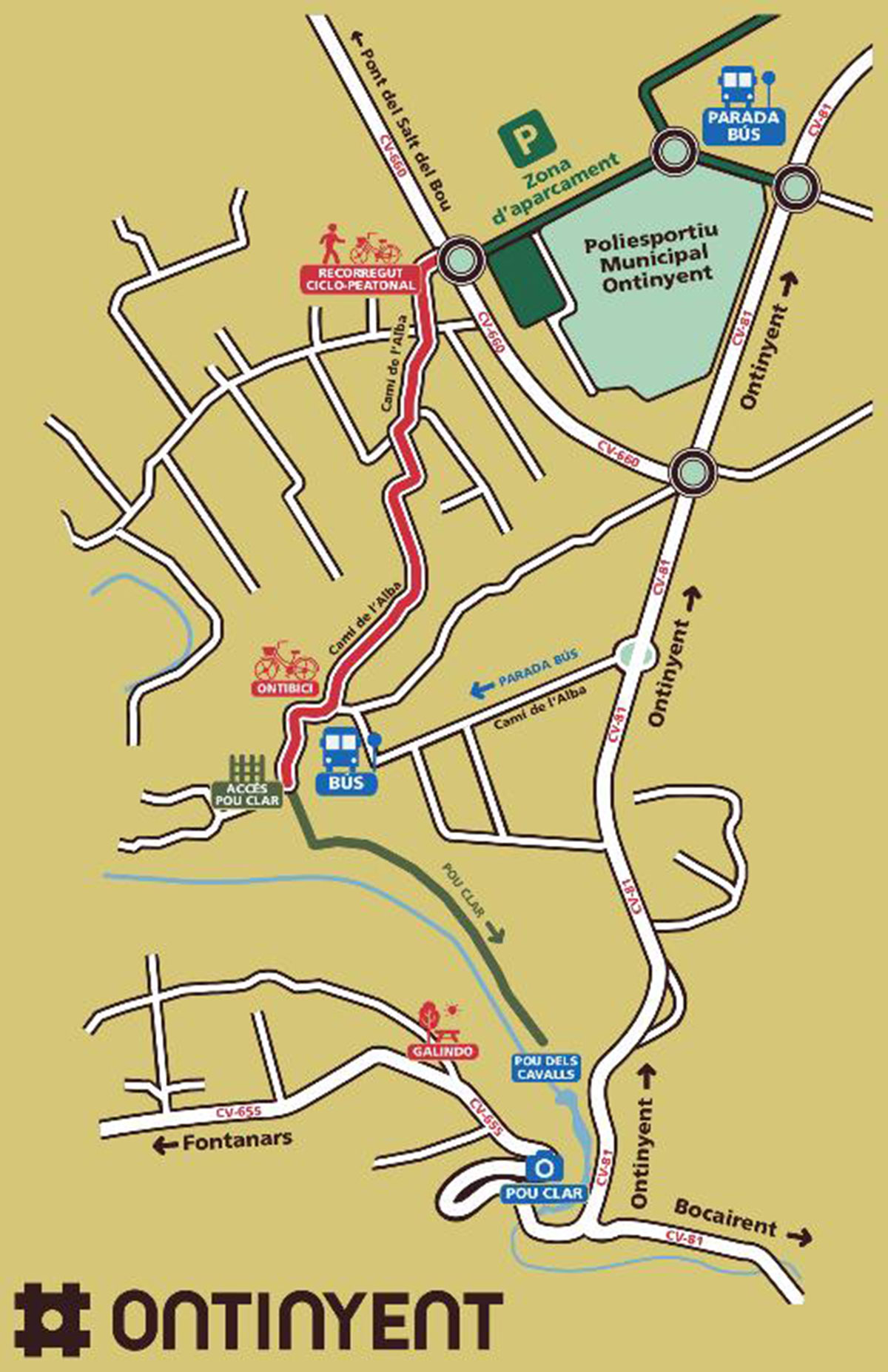 Mapa de cómo llegar a las piscinas naturales