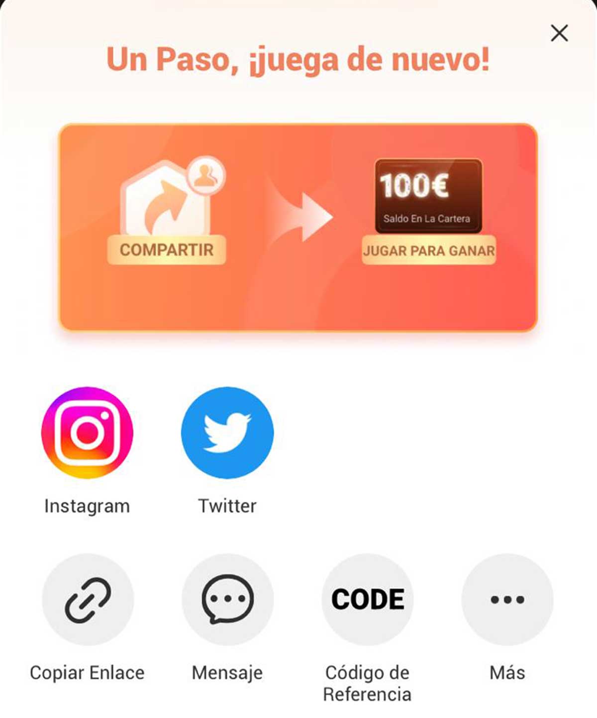 Enlace para compartir el juego de Shein.