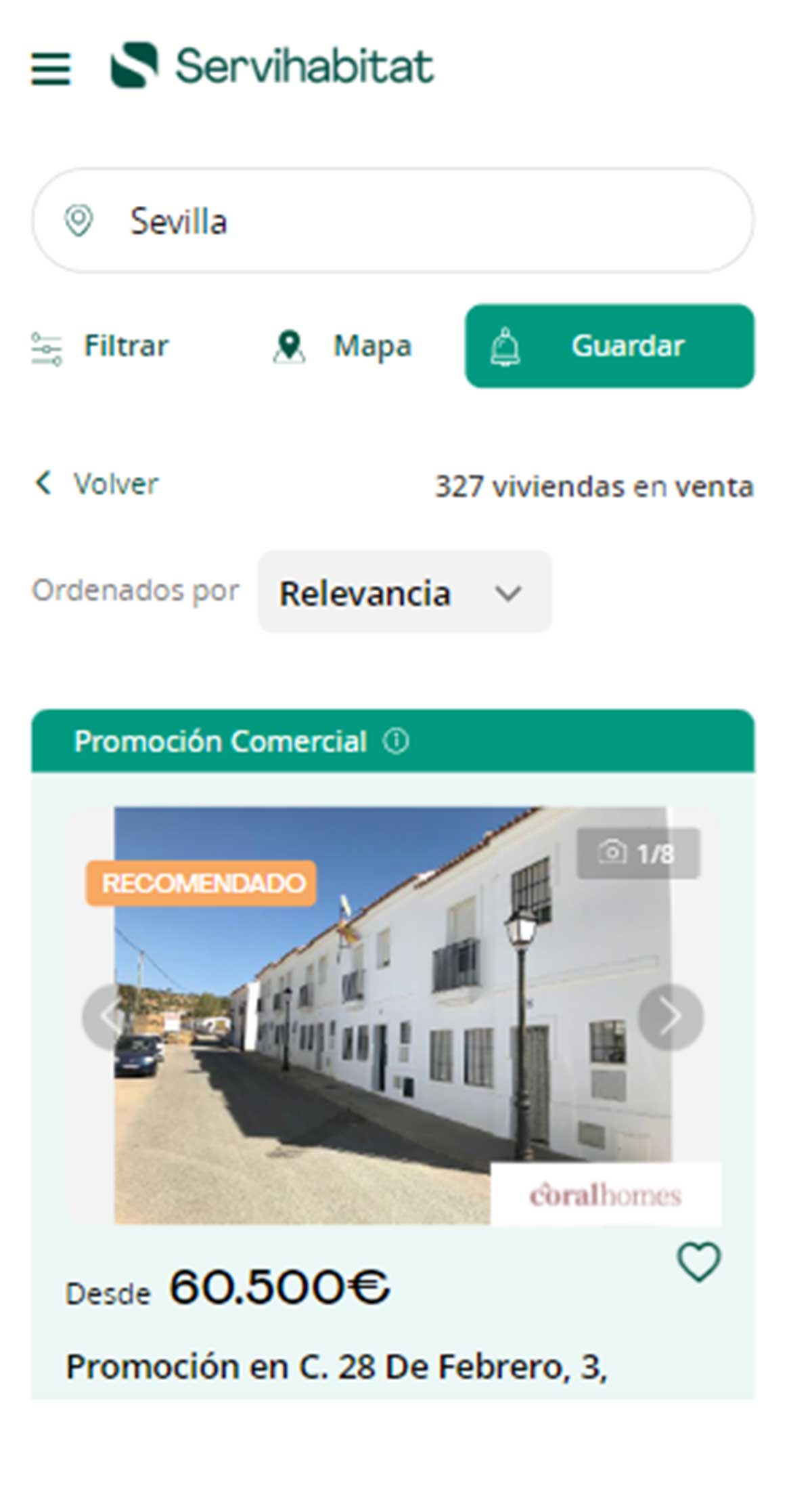 Catálogo de pisos en Sevilla de Servihabitat